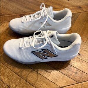 New Balance White Sneakers with Gold Logo Accent